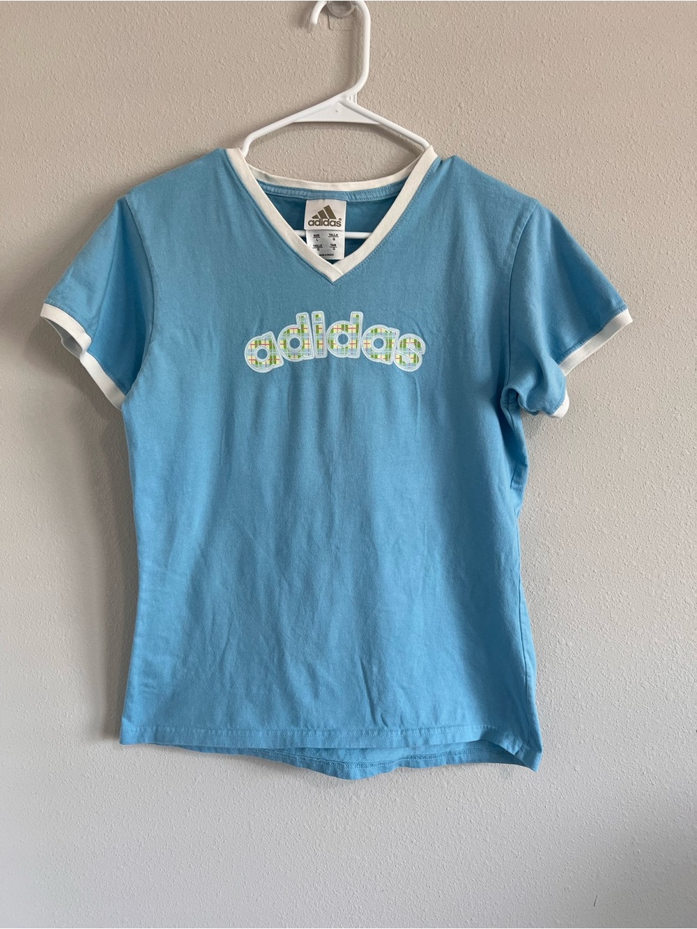 Y2K adidas Girls' Light Blue Short Sleeve Logo Tee